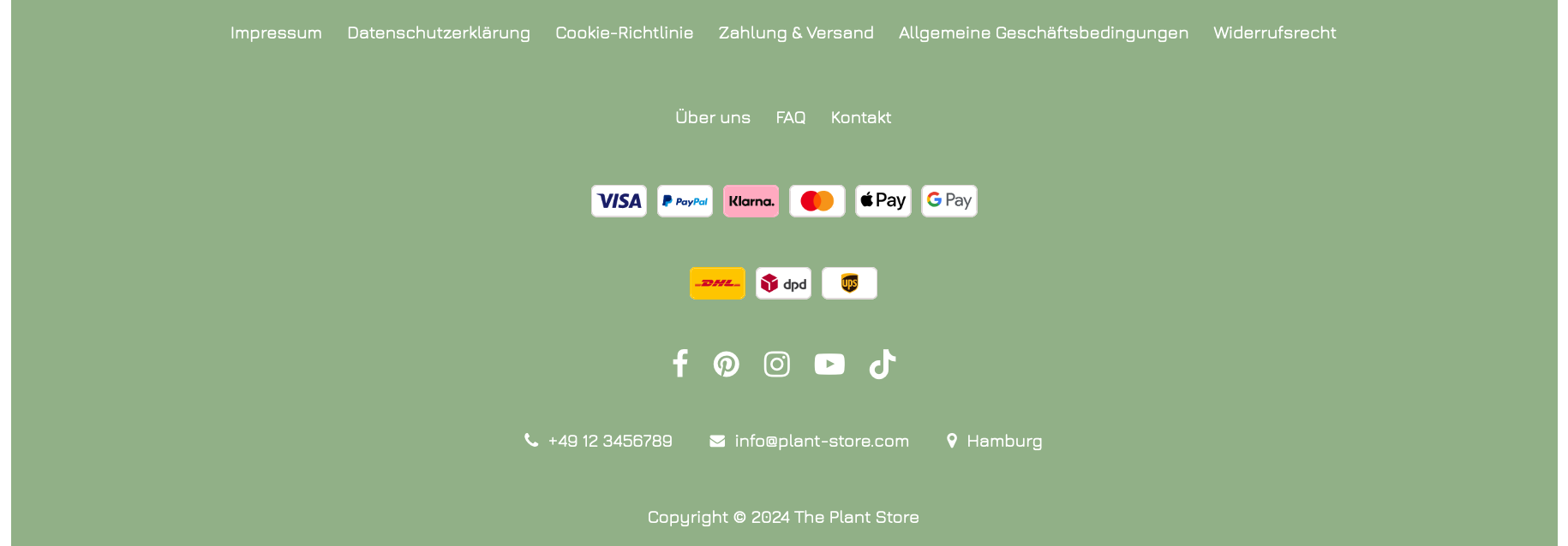 Beispiel für einen Footer im Zeilen-Layout