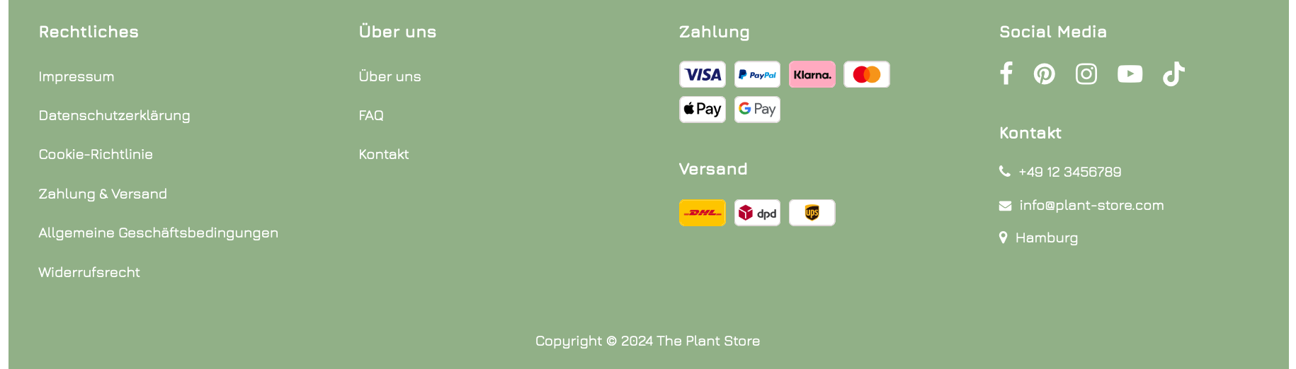 Beispiel für einen Footer im Spalten-Layout