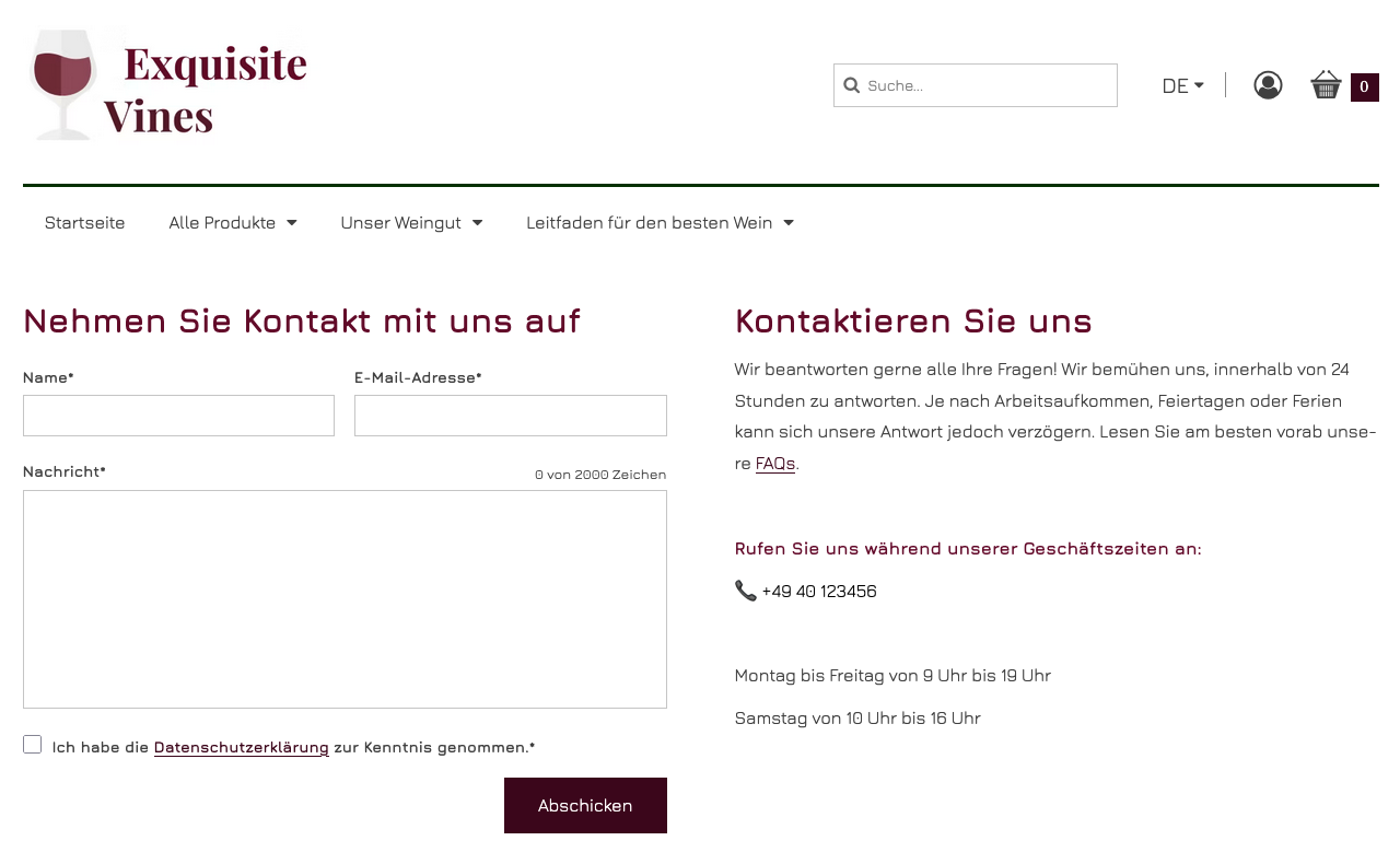 Beispiel für eine Kontaktseite mit Kontaktformular
